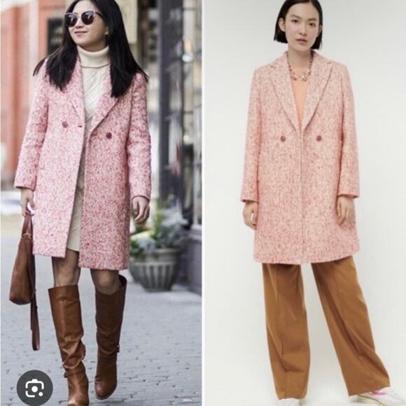 J.Crew Sz 6 Nalya Daphne Topcoat Italian Wool-blend Fabric Guava Pink Tweed - Picture 1 of 16
